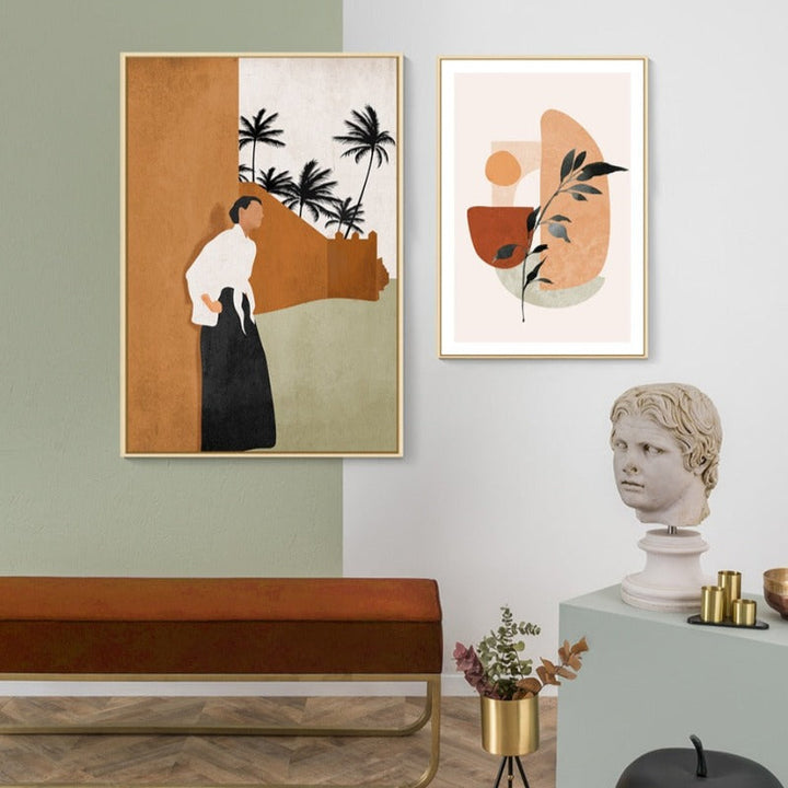 Abstract Still Life Beige Plants - Canvas Wall Art Painting | Bowlift