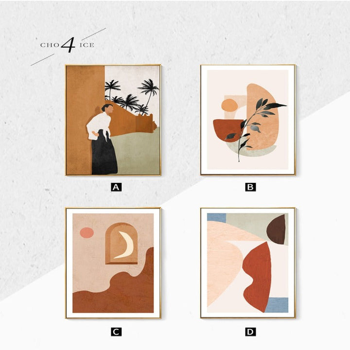 Abstract Still Life Beige Plants - Canvas Wall Art Painting | Bowlift