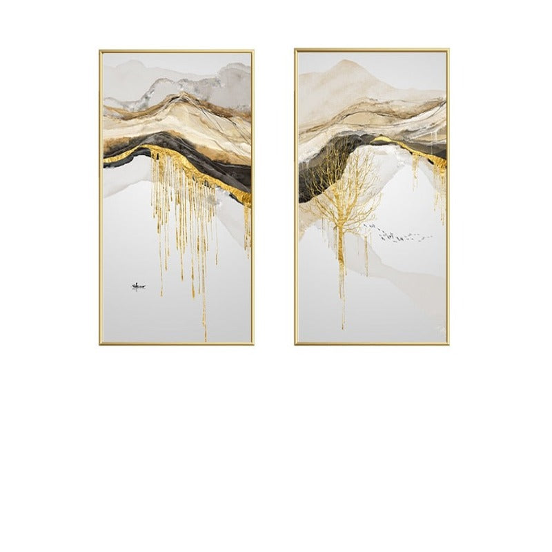 Gold Mountain Landscape - Canvas Wall Art Painting | Bowlift