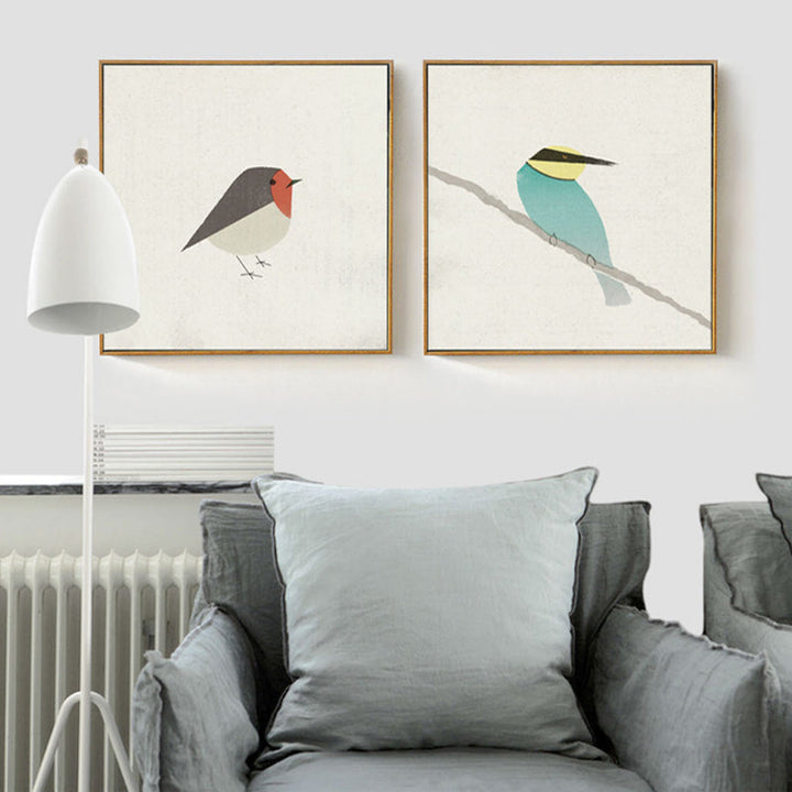 Birds Robin Bee-Eater - Canvas Wall Art Painting | Bowlift