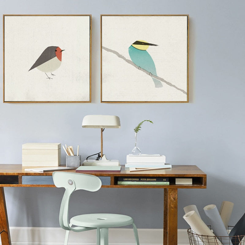 Birds Robin Bee-Eater - Canvas Wall Art Painting | Bowlift