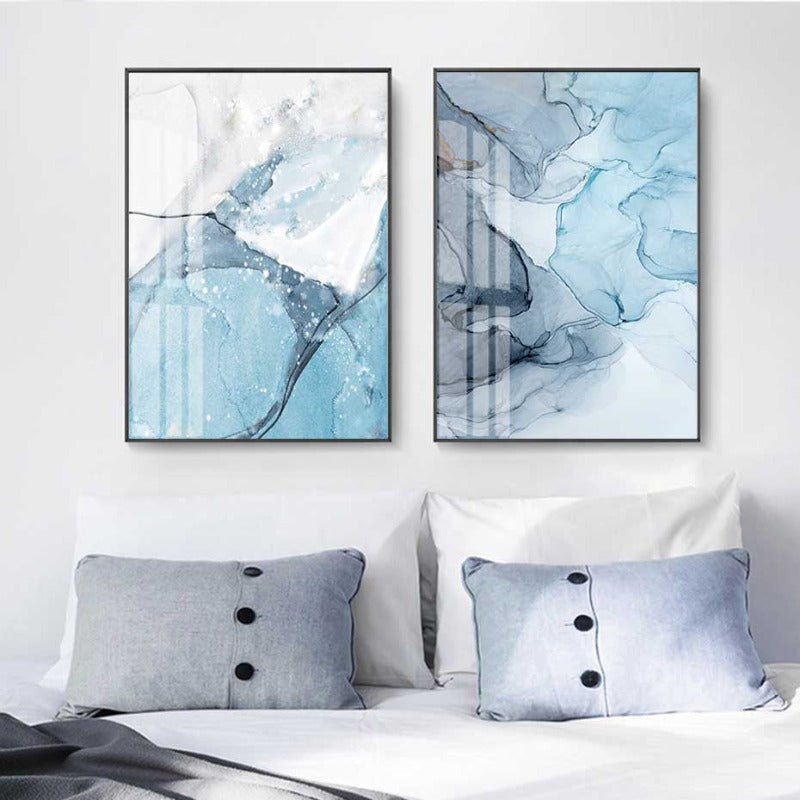 Blue Marble Texture - Canvas Wall Art Painting | Bowlift