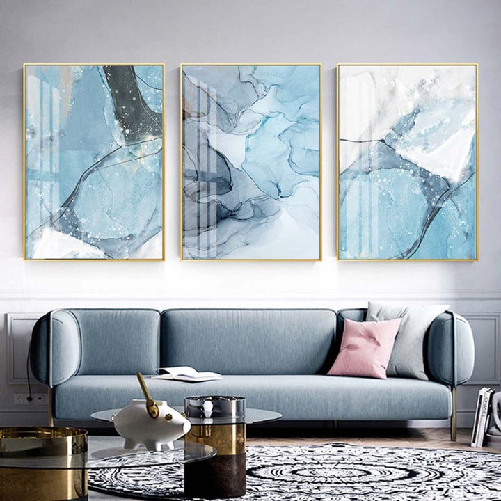 Blue Marble Texture - Canvas Wall Art Painting | Bowlift