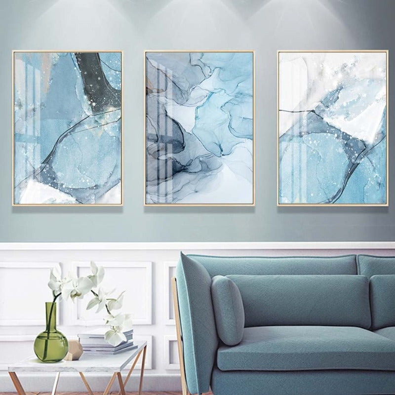 Blue Marble Texture - Canvas Wall Art Painting | Bowlift