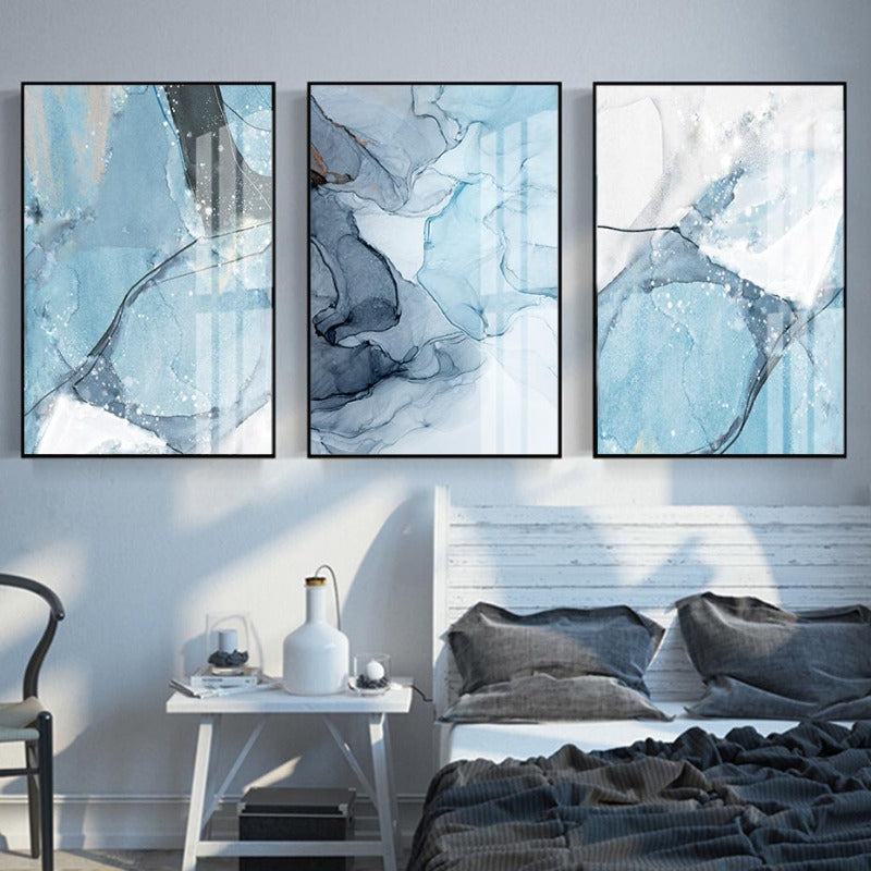 Blue Marble Texture - Canvas Wall Art Painting | Bowlift