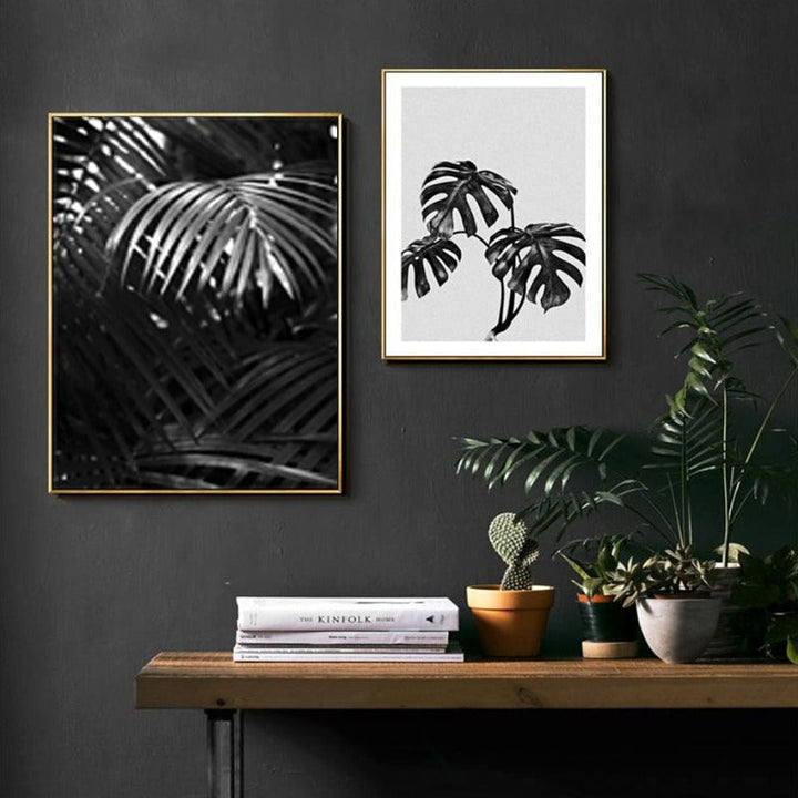 Modern Palm Coconut Tree Prints Black - Canvas Wall Art Painting | Bowlift