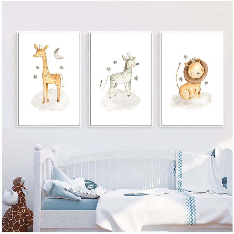 Cartoon Crown Woodland - Canvas Wall Art Painting | Bowlift