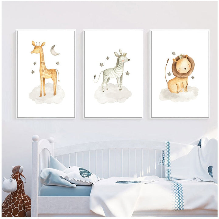 Cartoon Crown Woodland - Canvas Wall Art Painting | Bowlift