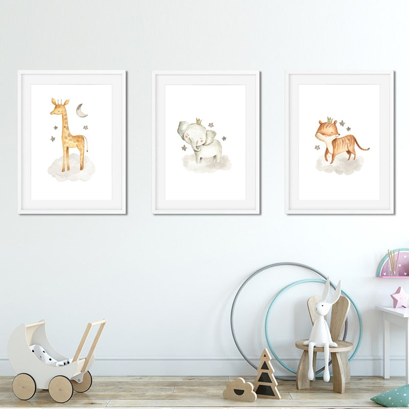 Cartoon Crown Woodland - Canvas Wall Art Painting | Bowlift