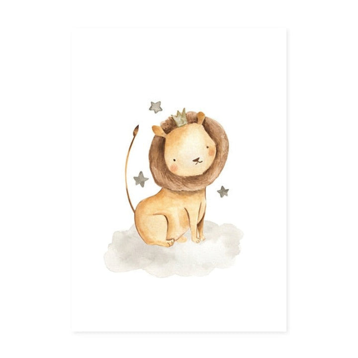 Cartoon Crown Woodland - Canvas Wall Art Painting | Bowlift