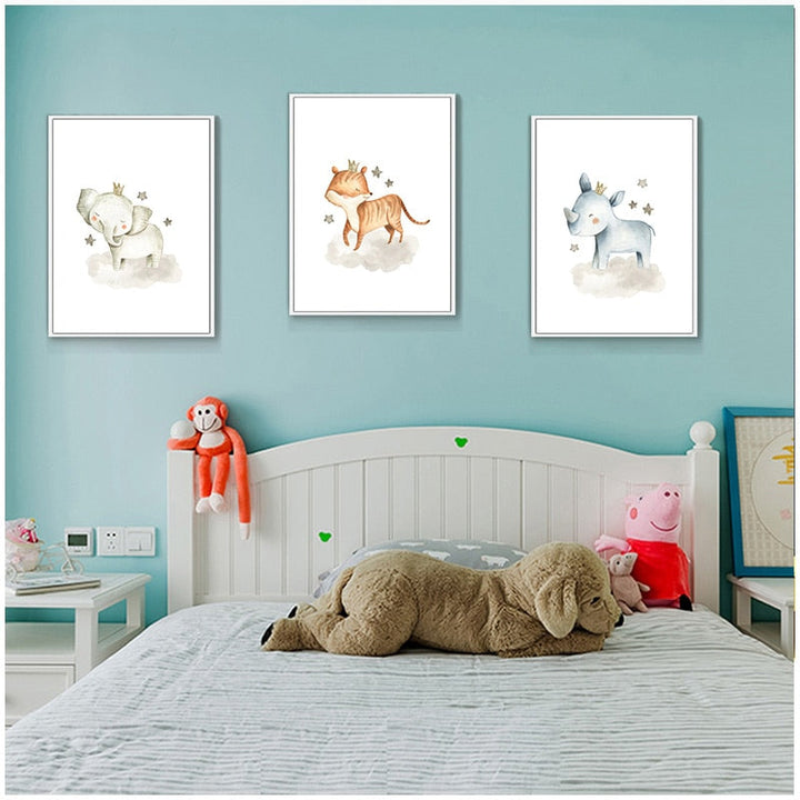 Cartoon Crown Woodland - Canvas Wall Art Painting | Bowlift