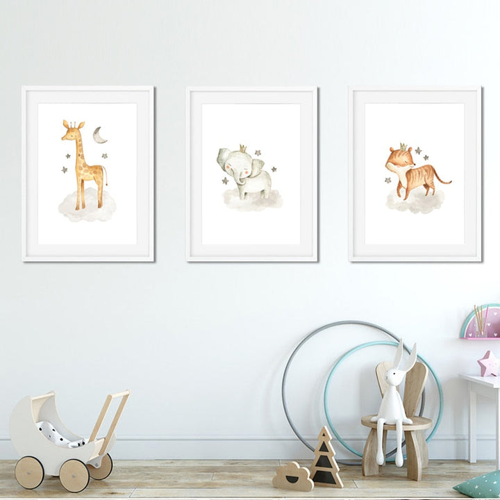Cartoon Crown Woodland - Canvas Wall Art Painting | Bowlift
