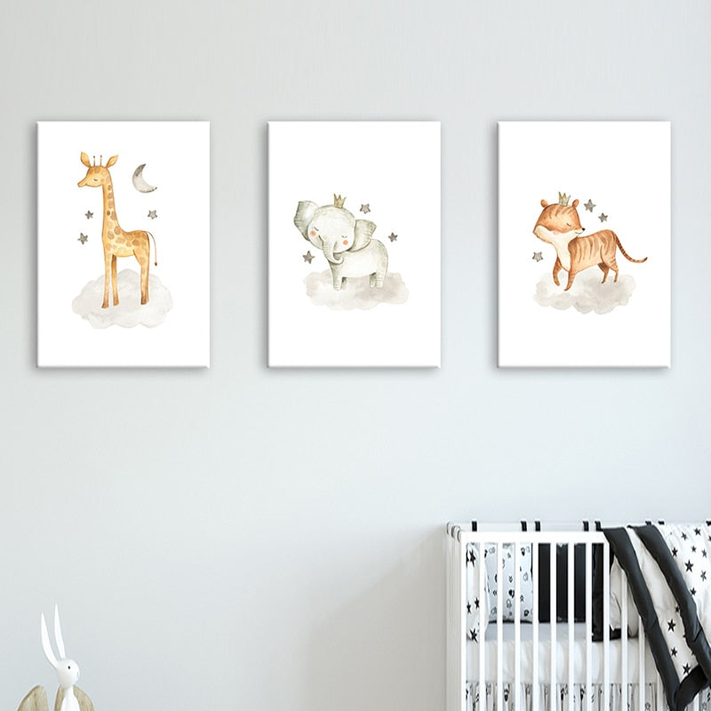 Cartoon Crown Woodland - Canvas Wall Art Painting | Bowlift