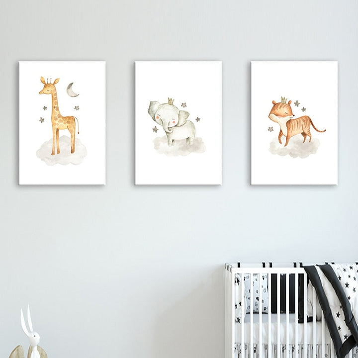 Cartoon Crown Woodland - Canvas Wall Art Painting | Bowlift