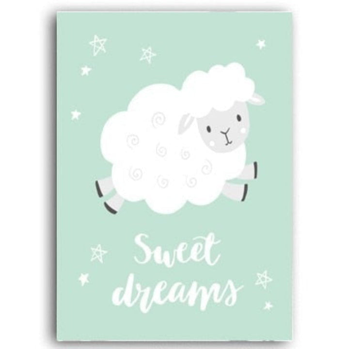 Mint Green Woodland Animals - Canvas Wall Art Painting | Bowlift
