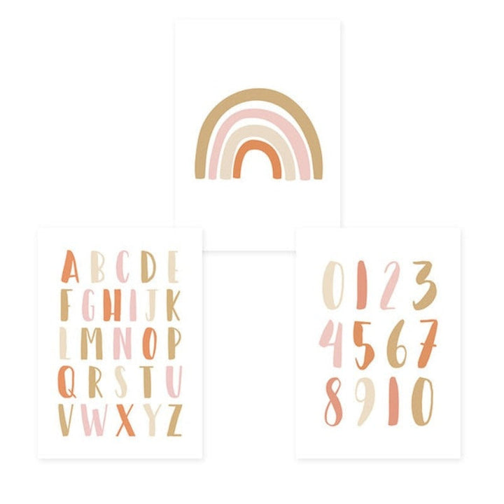 Modern Rainbow Alphabet Nursery  - Canvas Wall Art Painting | Bowlift
