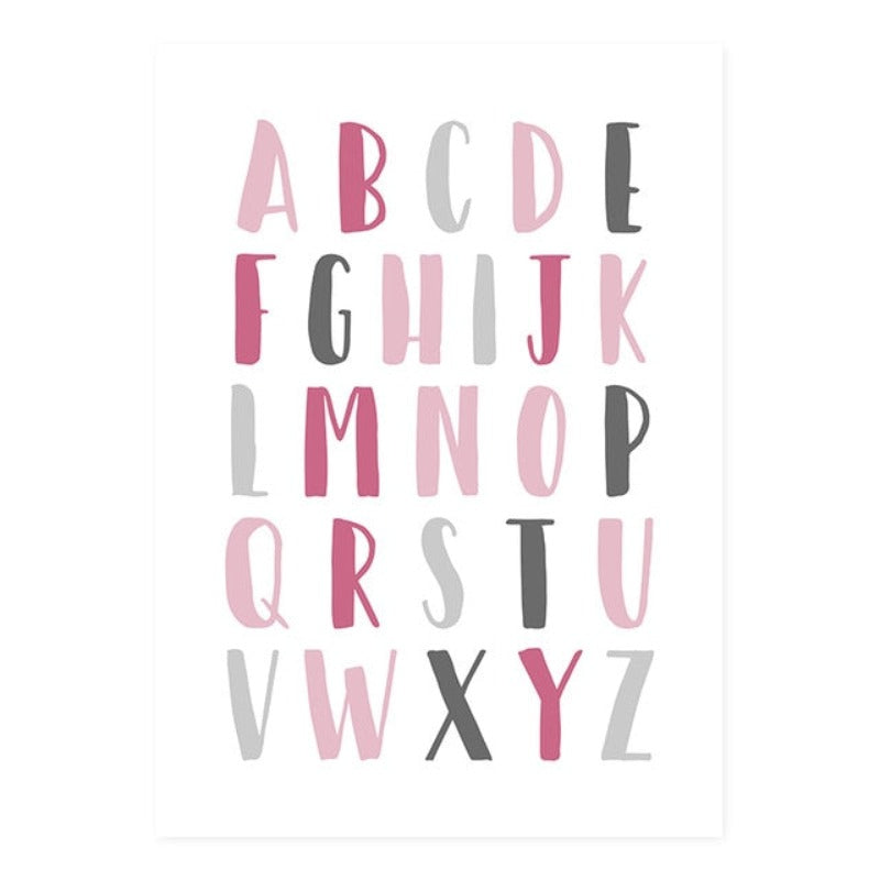 Modern Rainbow Alphabet Nursery  - Canvas Wall Art Painting | Bowlift