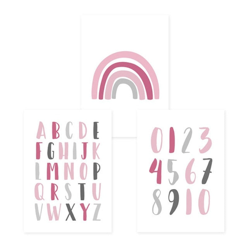 Modern Rainbow Alphabet Nursery  - Canvas Wall Art Painting | Bowlift