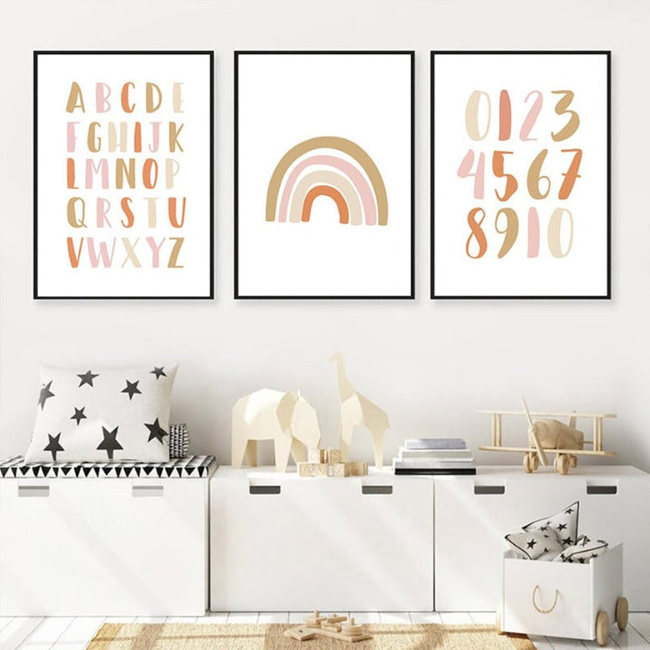 Modern Rainbow Alphabet Nursery  - Canvas Wall Art Painting | Bowlift