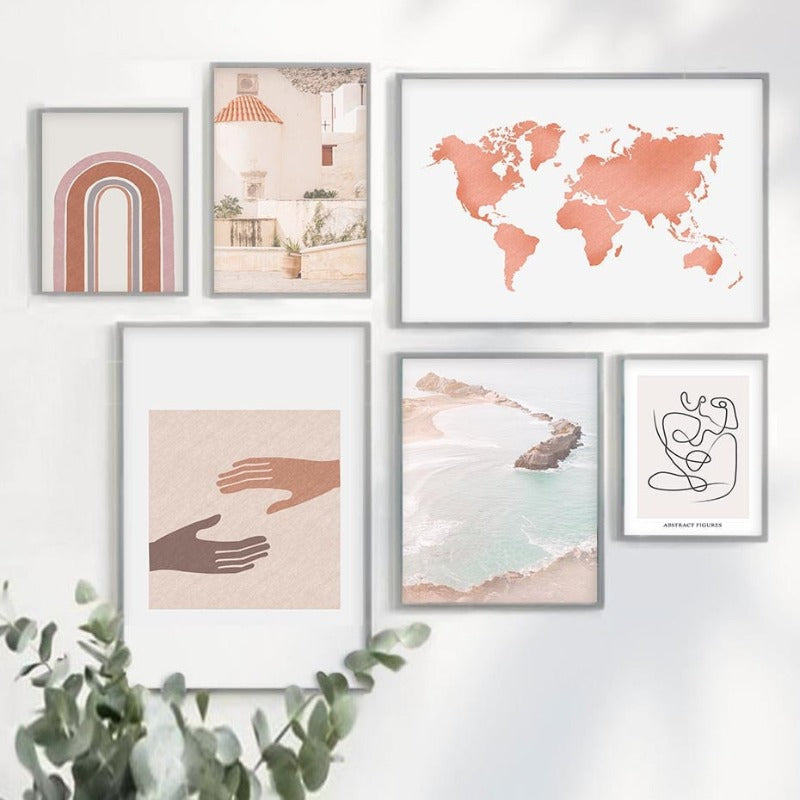 Mid-Century Modern Abstract Gallery Burnt Orange - Canvas Wall Art Painting | Bowlift