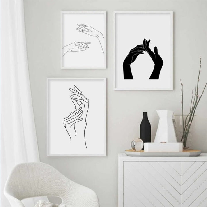 Hands Line Minimalist - Canvas Wall Art Painting | Bowlift