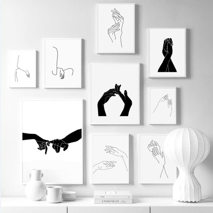 Hands Line Minimalist - Canvas Wall Art Painting | Bowlift