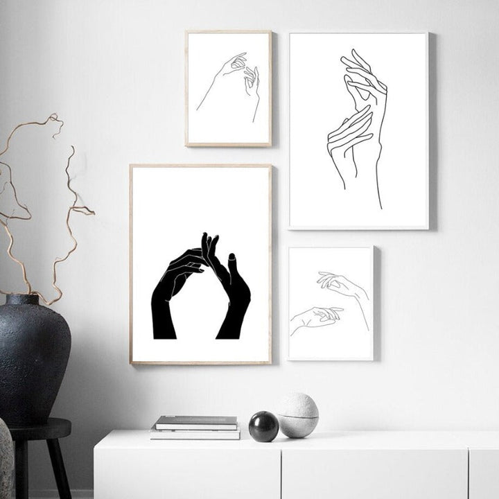 Hands Line Minimalist - Canvas Wall Art Painting | Bowlift