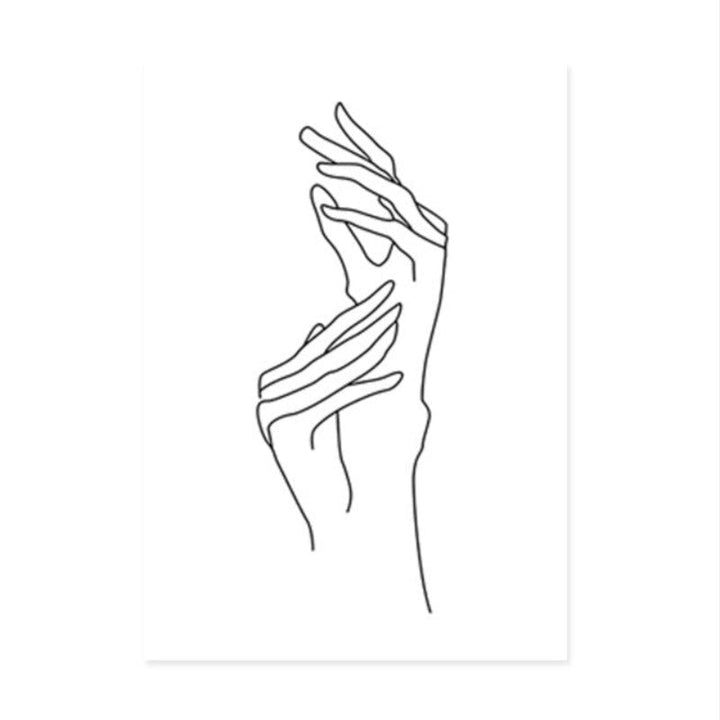 Hands Line Minimalist - Canvas Wall Art Painting | Bowlift