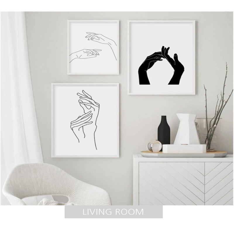 Hands Line Minimalist - Canvas Wall Art Painting | Bowlift
