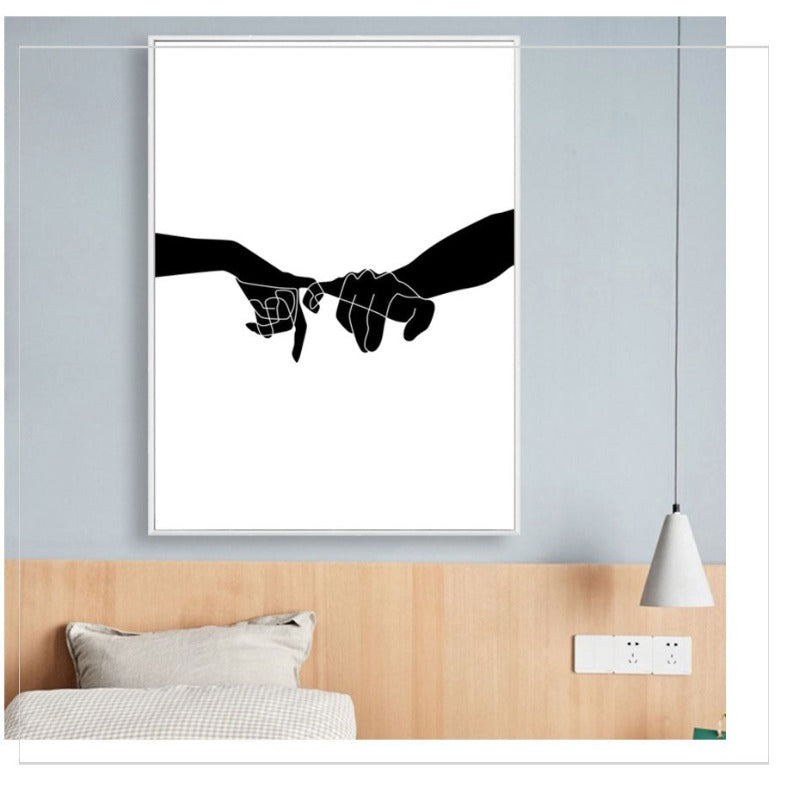 Hands Line Minimalist - Canvas Wall Art Painting | Bowlift