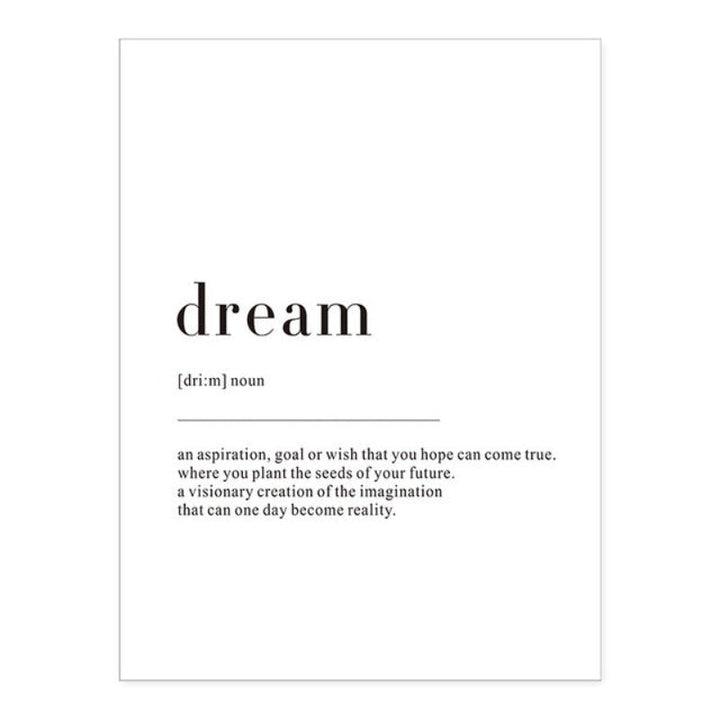 Minimalist Dream Life Definition Quotes - Canvas Wall Art Painting | Bowlift