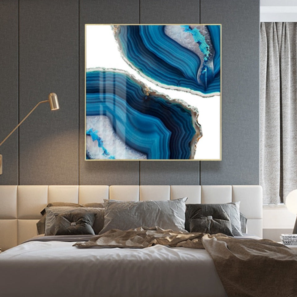 Blue Marble Trend - Canvas Wall Art Painting | Bowlift