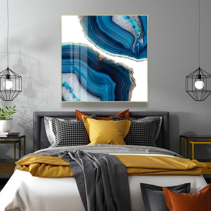 Blue Marble Trend - Canvas Wall Art Painting | Bowlift