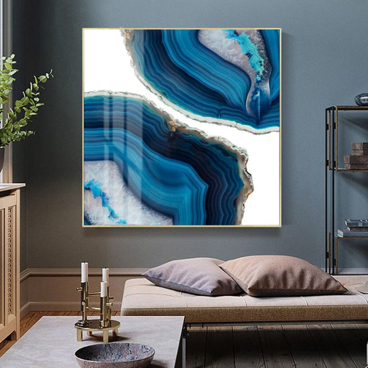 Blue Marble Trend - Canvas Wall Art Painting | Bowlift