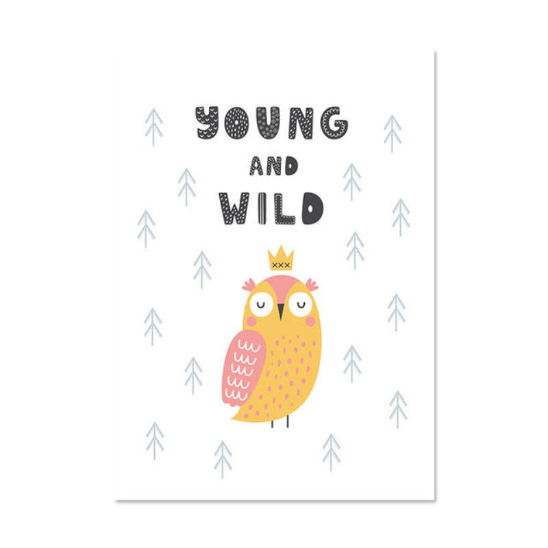Little Woodland Animals Owl Gox Bear - Canvas Wall Art Painting | Bowlift