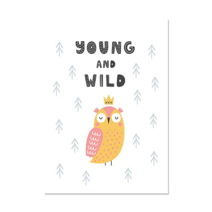 Little Woodland Animals Owl Gox Bear - Canvas Wall Art Painting | Bowlift