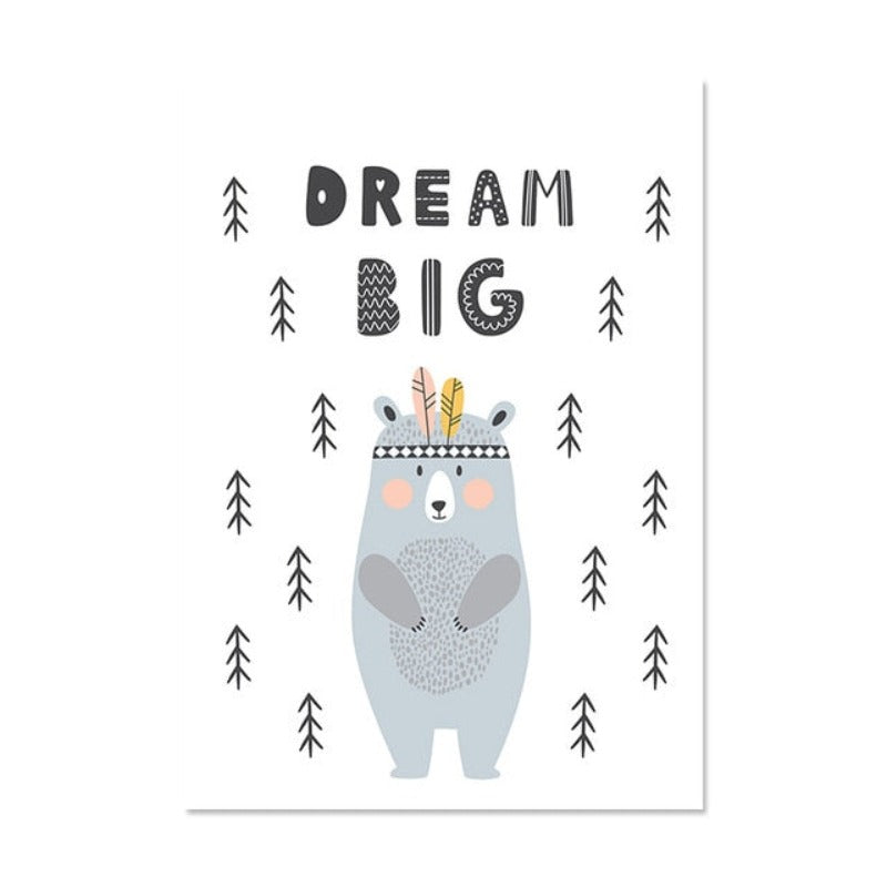 Little Woodland Animals Owl Gox Bear - Canvas Wall Art Painting | Bowlift