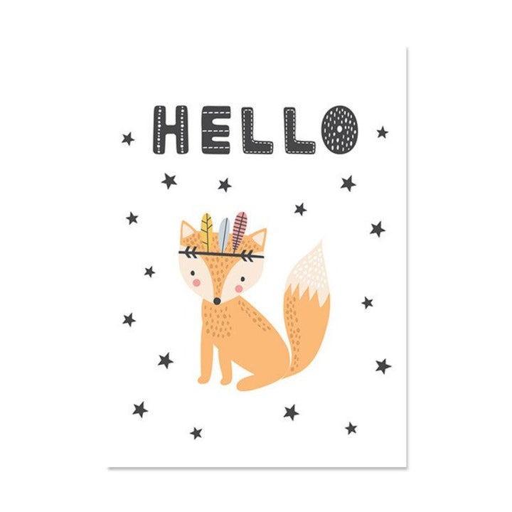 Little Woodland Animals Owl Gox Bear - Canvas Wall Art Painting | Bowlift