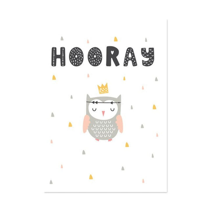 Little Woodland Animals Owl Gox Bear - Canvas Wall Art Painting | Bowlift