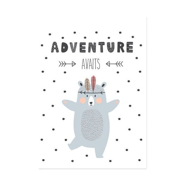 Little Woodland Animals Owl Gox Bear - Canvas Wall Art Painting | Bowlift