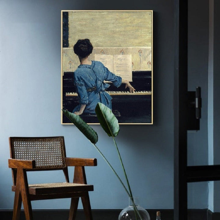 Vintage Play Piano Girls - Canvas Wall Art Painting | Bowlift