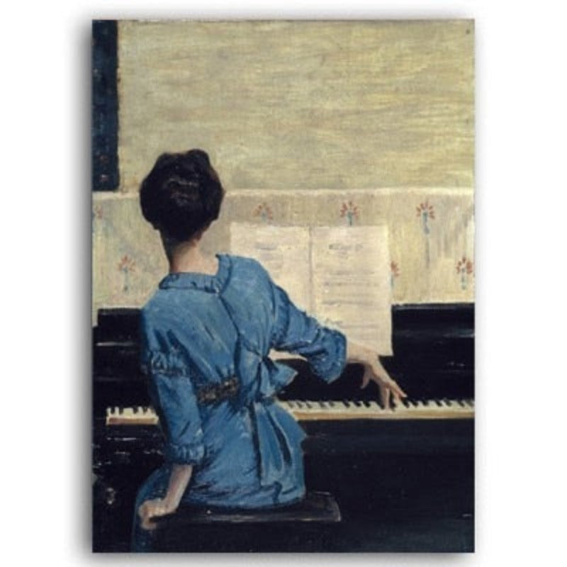 Vintage Play Piano Girls - Canvas Wall Art Painting | Bowlift