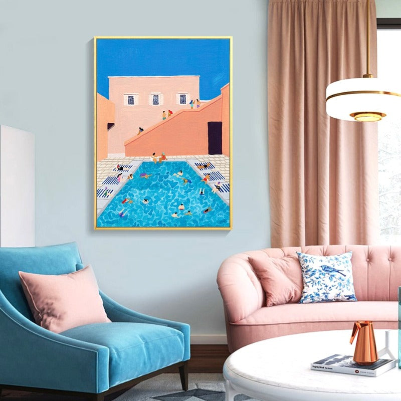 Summer Swimming Party Wall Art Pictures - Canvas Wall Art Painting | Bowlift