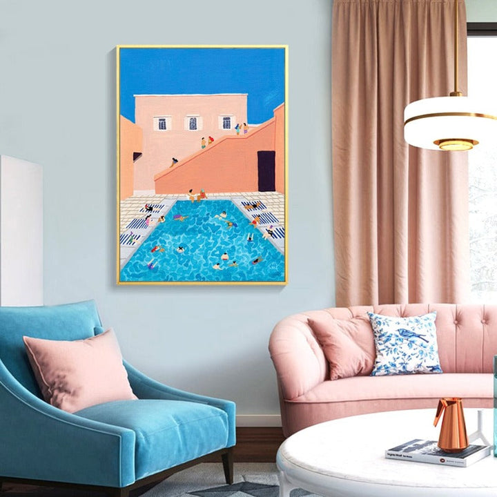 Summer Swimming Party Wall Art Pictures - Canvas Wall Art Painting | Bowlift