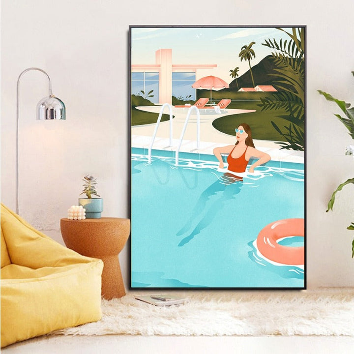 Summer Swimming Party Wall Art Pictures - Canvas Wall Art Painting | Bowlift