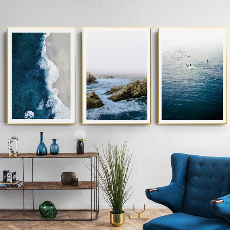 Nordic Sea Wave Scene Wall Art - Canvas Wall Art Painting | Bowlift
