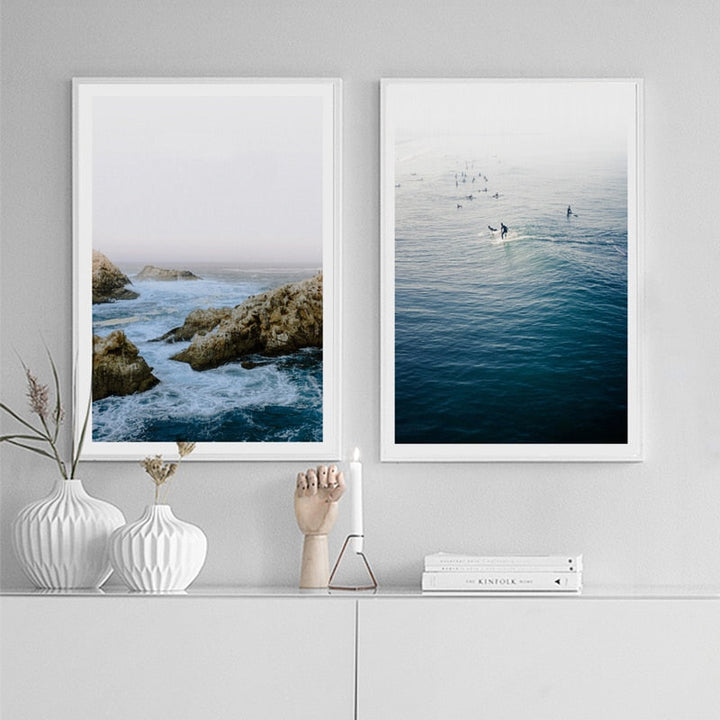 Nordic Sea Wave Scene Wall Art - Canvas Wall Art Painting | Bowlift