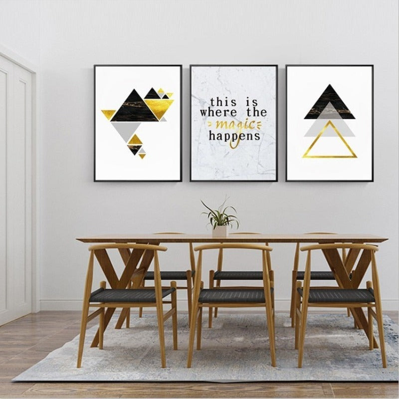 Modern Abstract Geometry Triangles - Canvas Wall Art Painting | Bowlift