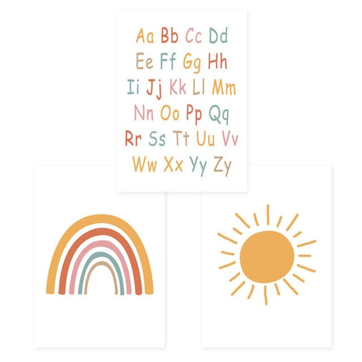 Rainbow Alphabet Nursery Decor Wall Art - Canvas Wall Art Painting | Bowlift