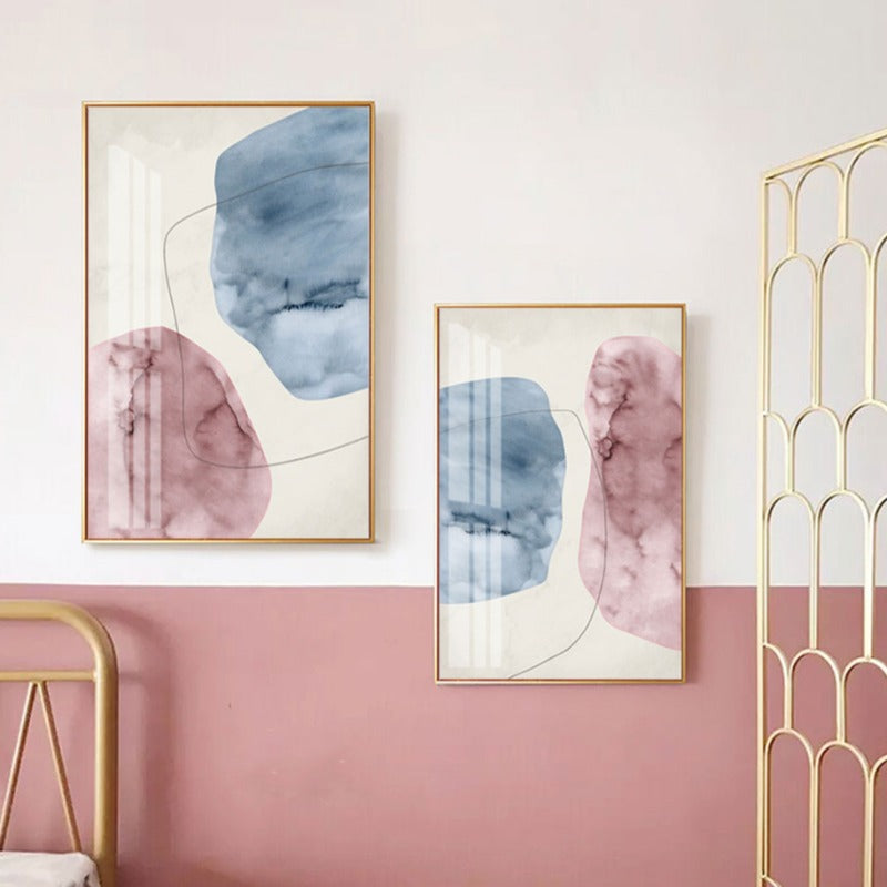 Abstract Pink Blue Marble Grain Background Posters Prints - Canvas Wall Art Painting | Bowlift
